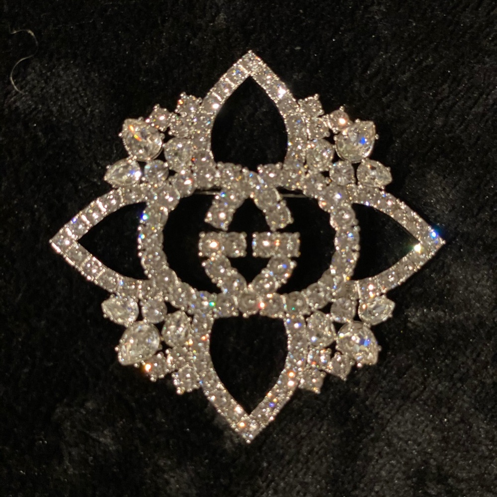Authentic Gucci Interlocking Gg Crystal Brooch - image 1